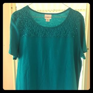 👀NWOT BEAUTIFUL TURQUOISE LACE/SEQUIN BLOUSE👀